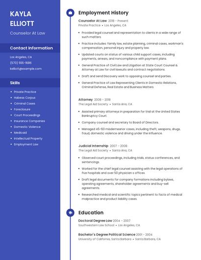 Counselor At Law Resume
