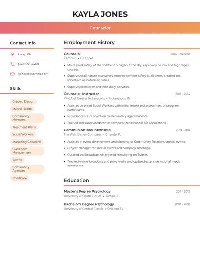 Counselor Resume