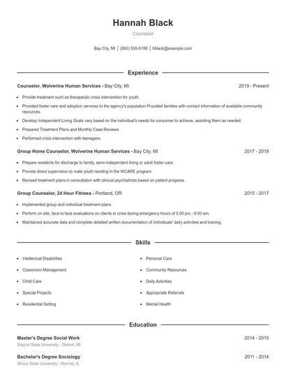 Resume example 1