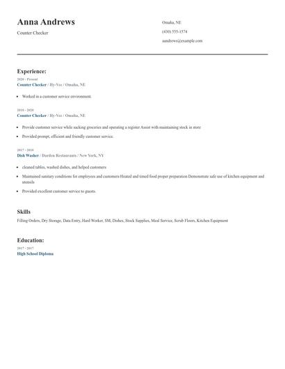 Counter Checker Resume