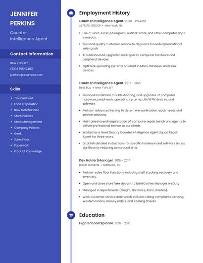 Counter Intelligence Agent Resume