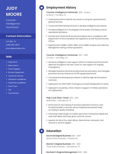Counter-Intelligence Technician Resume