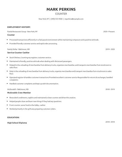 Counter Resume