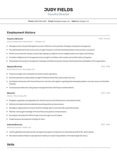 Country Director Resume