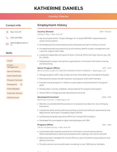 Country Director Resume