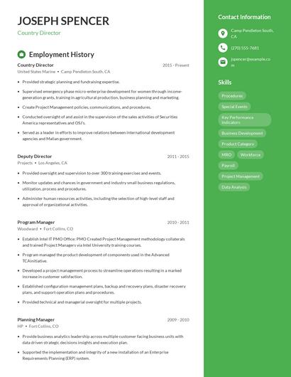 Country Director Resume