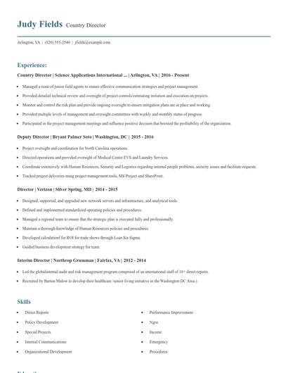 Country Director Resume