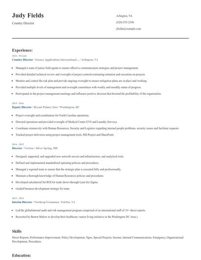 Country Director Resume