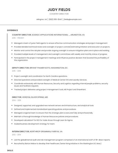 Country Director Resume