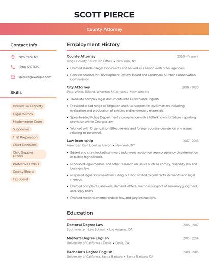 County Attorney Resume