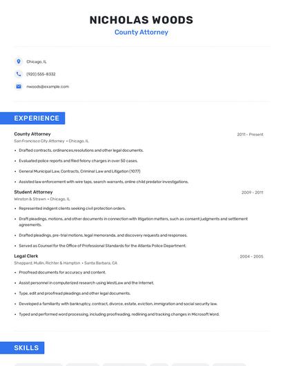 County Attorney Resume