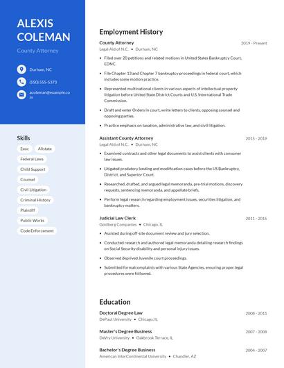 County Attorney Resume
