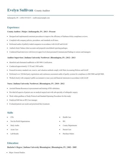 County Auditor Resume