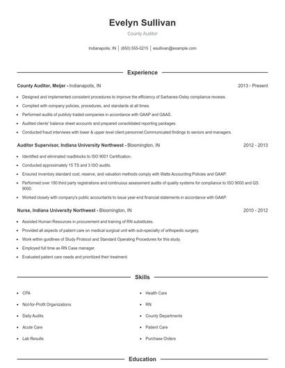 County Auditor Resume