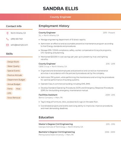 County Engineer Resume