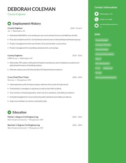 County Engineer Resume