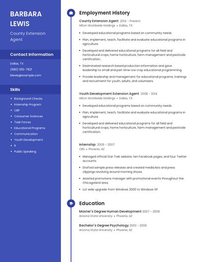 County Extension Agent Resume