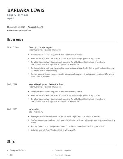 County Extension Agent Resume