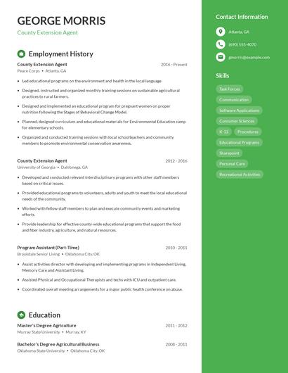 County Extension Agent Resume