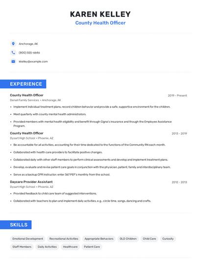 County Health Officer Resume