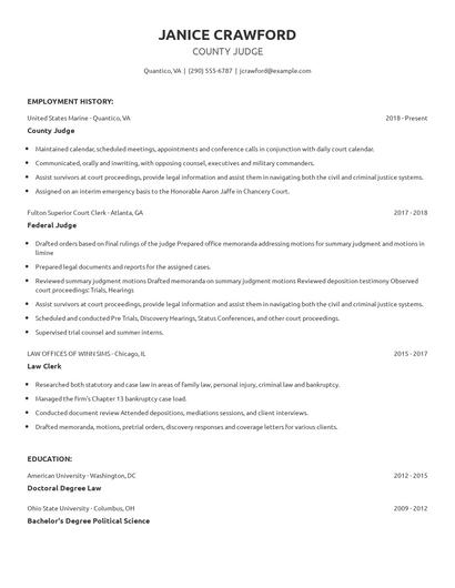 County Judge Resume