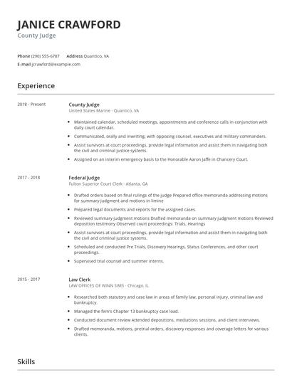 County Judge Resume
