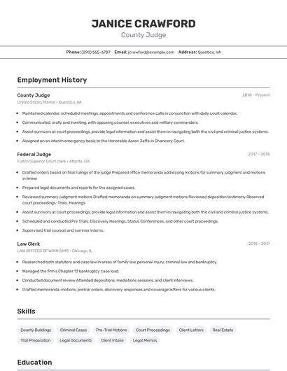 County Judge Resume