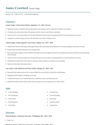 County Judge Resume