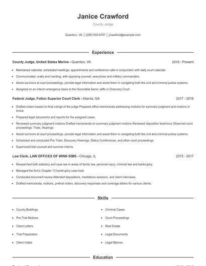 County Judge Resume