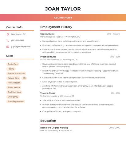 County Nurse Resume