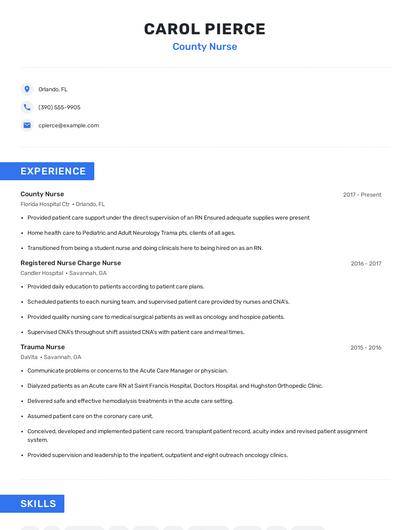County Nurse Resume