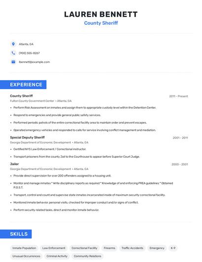 County Sheriff Resume