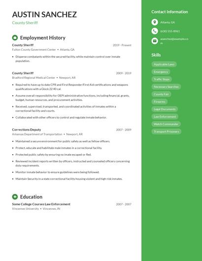 County Sheriff Resume