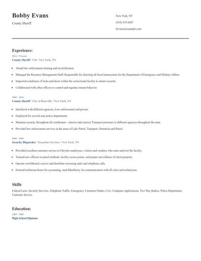County Sheriff Resume