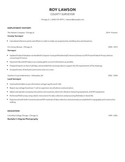 County Surveyor Resume