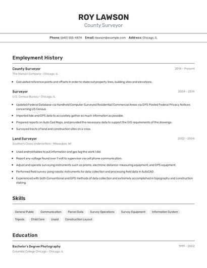 County Surveyor Resume