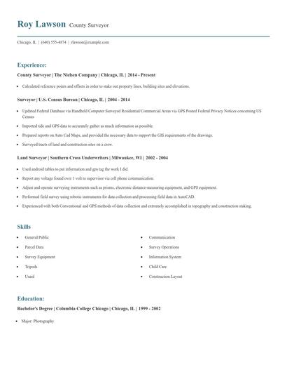 County Surveyor Resume
