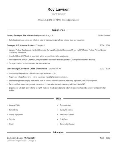 County Surveyor Resume