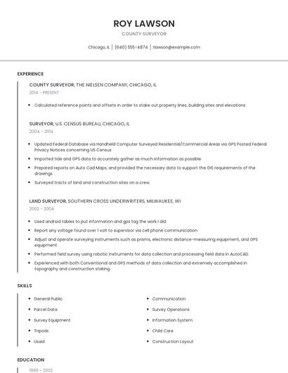 County Surveyor Resume