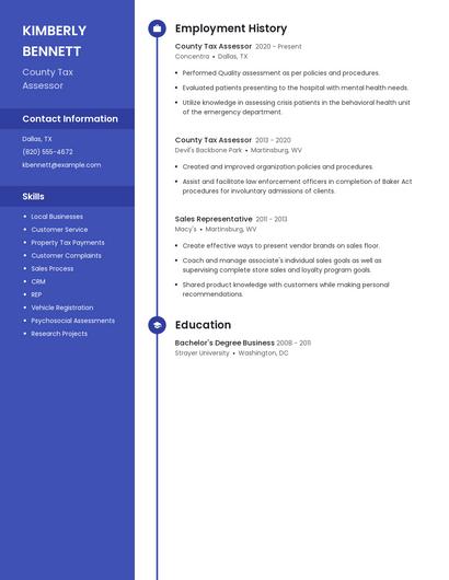 County Tax Assessor Resume