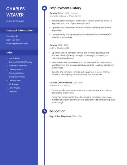 Courier Driver Resume