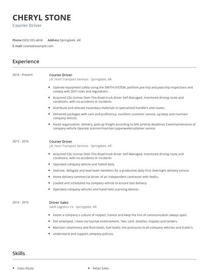 Courier Driver Resume