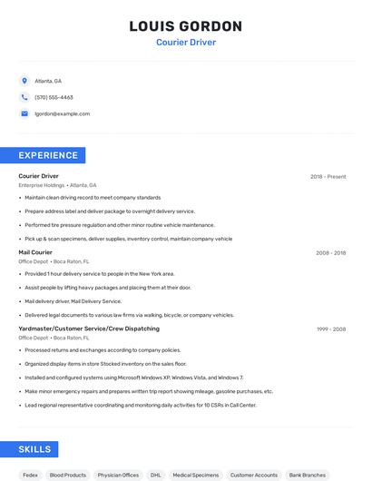 Courier Driver Resume