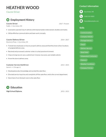 Courier Driver Resume