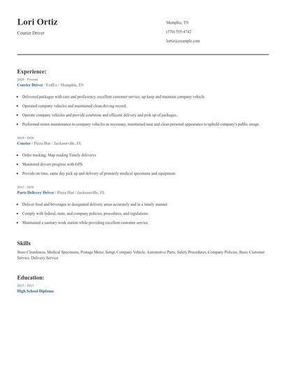 Courier Driver Resume