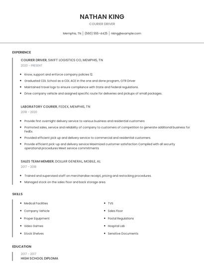 Courier Driver Resume