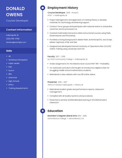 Course Developer Resume