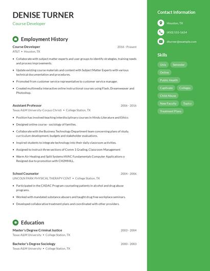 Course Developer Resume