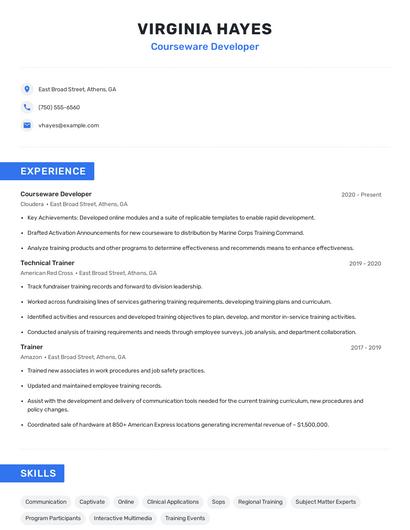 Courseware Developer Resume