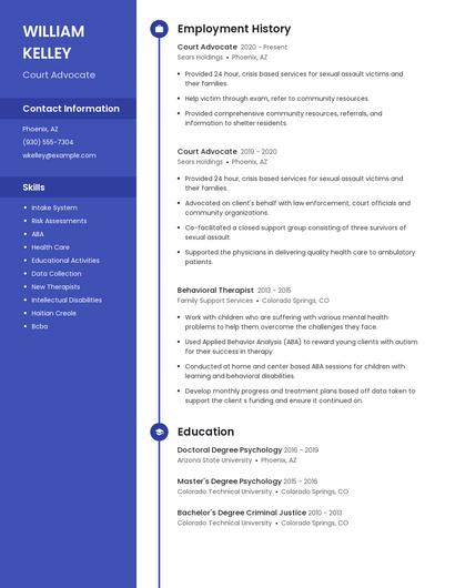 Court Advocate Resume